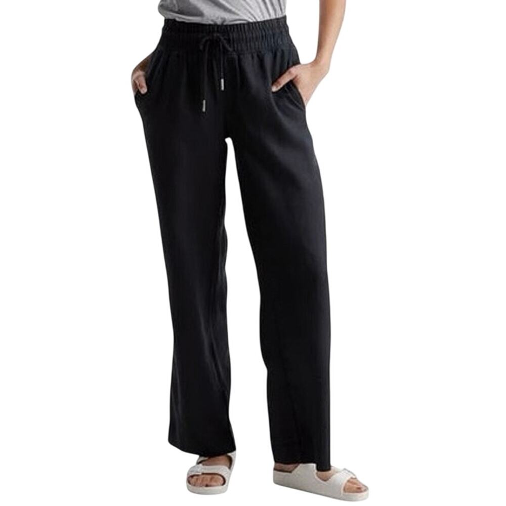 Quince 100% European Linen Eco Wide Leg Drawstring Pants Black NWT Size XL